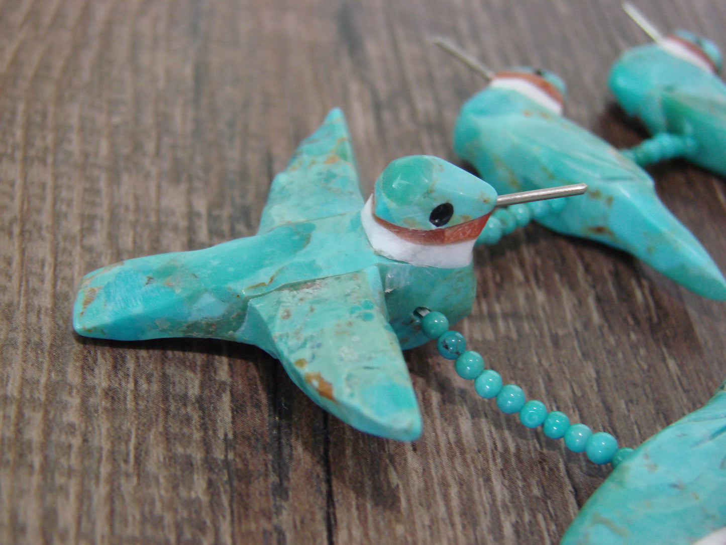 Hand Carved Turquoise Hummingbird Fetish Necklace Matt Mitchell