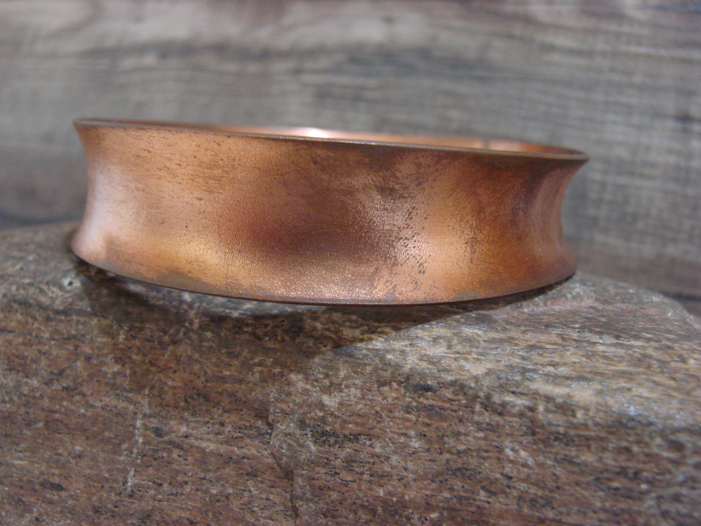 Native American 3/4" Copper Bangel Bracelet Signed Etsitty