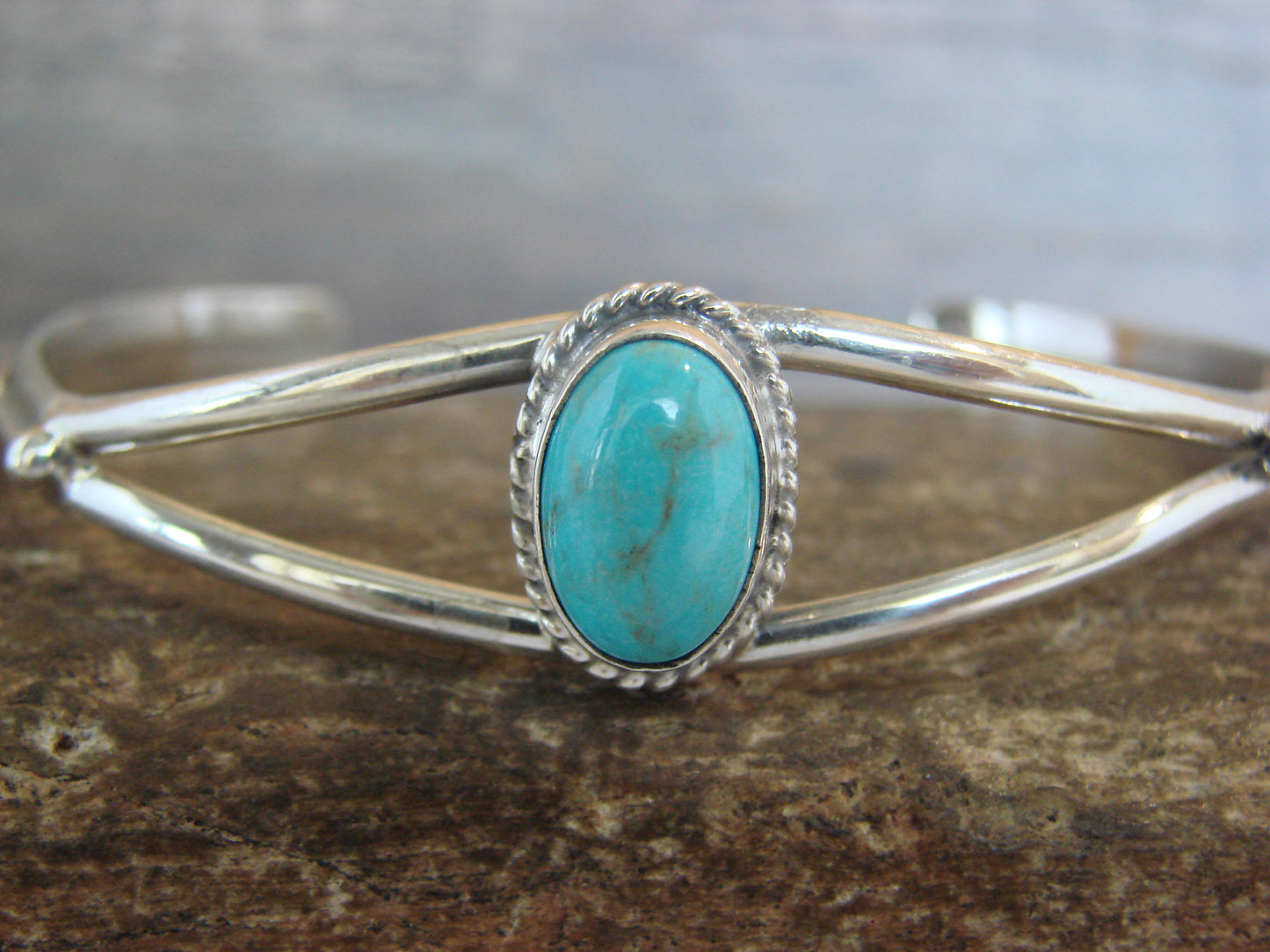 Native American Sterling Silver & Turquoise Bracelet by Henio