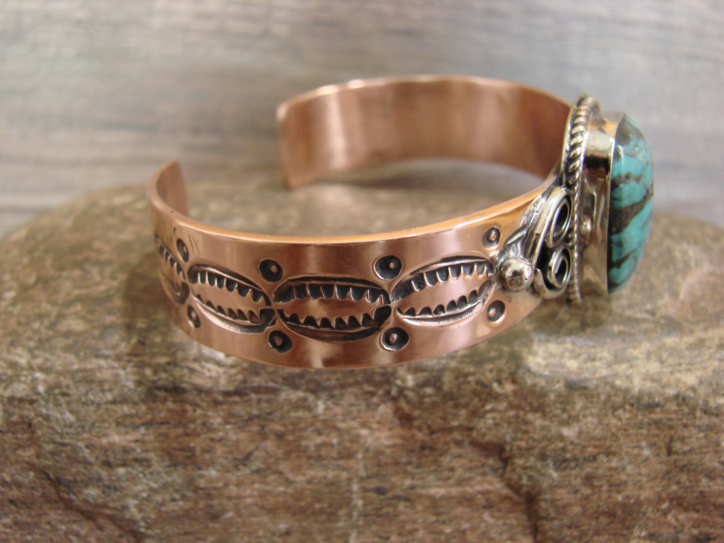 Native American Copper & Turquoise Bracelet by Cleveland
