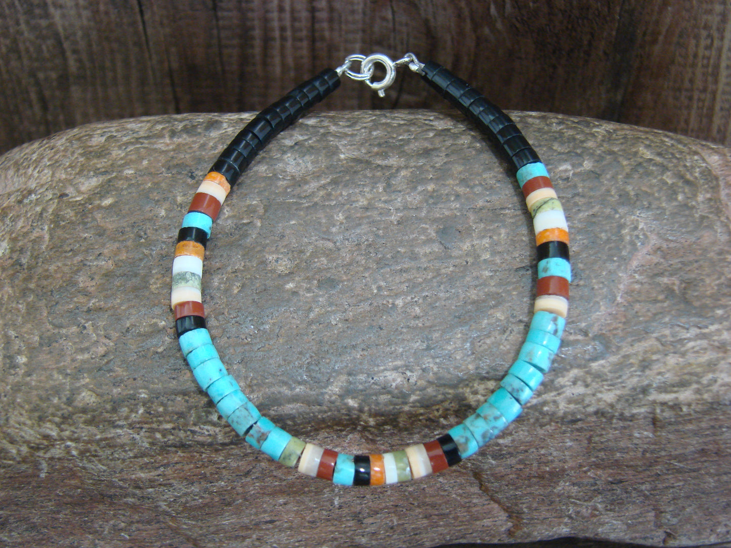 Native American Turquoise Heishi Bracelet by Calabaza