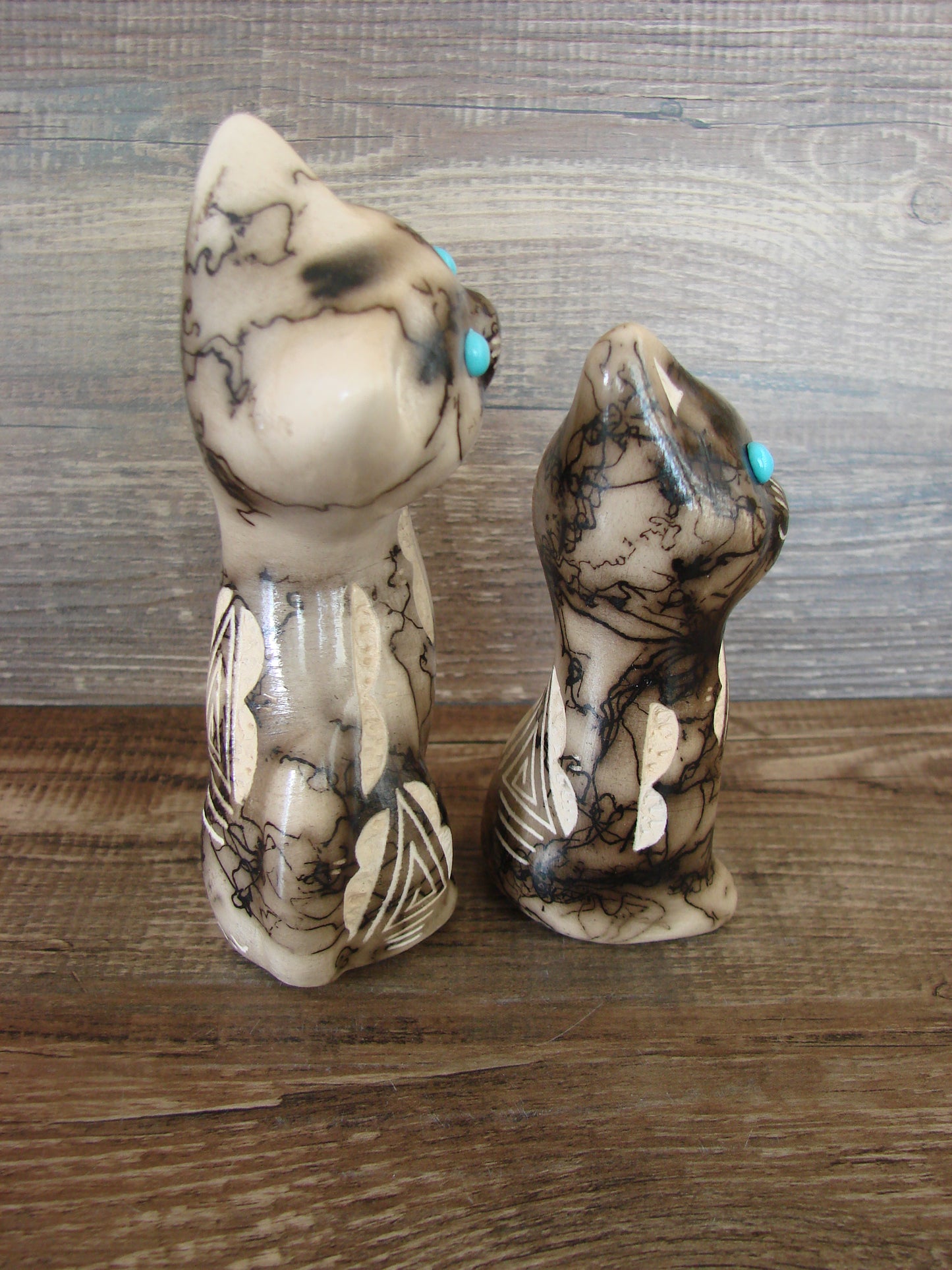 Native American Horse Hair Cat Pottery Set by Vail