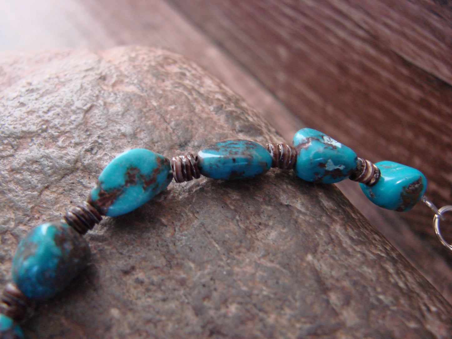 Native American Sterling Silver Turquoise Nugget Stone Bracelet by Coriz