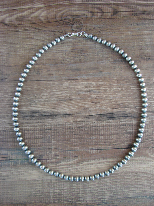 Native American Hand Strung Round Navajo Pearl 18" Necklace by I. John