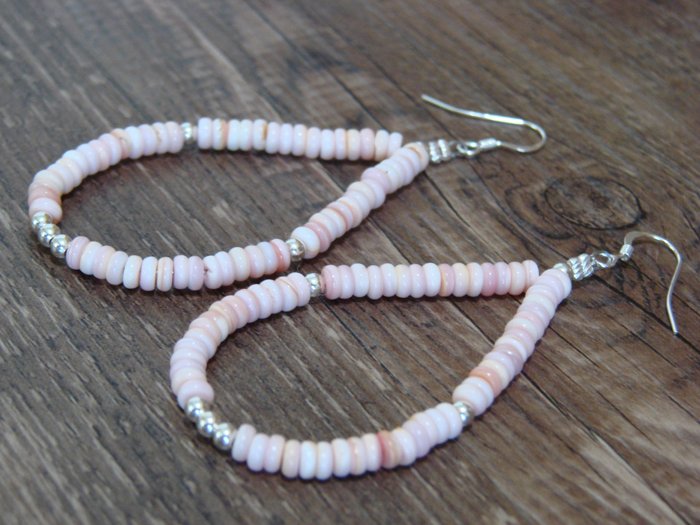 Native American Navajo Pink Conch Dangle Earrings by Louise Joe