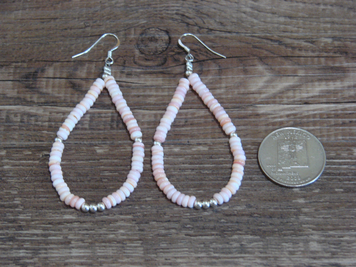 Native American Navajo Pink Conch Dangle Earrings by Louise Joe