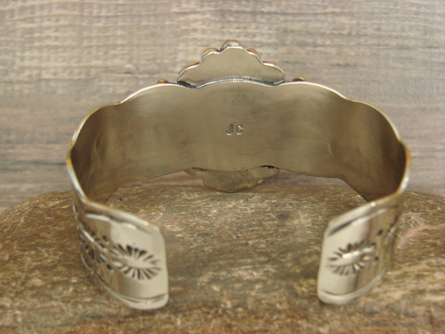 Native American Nickel Silver & Turquoise Bracelet by Cleveland