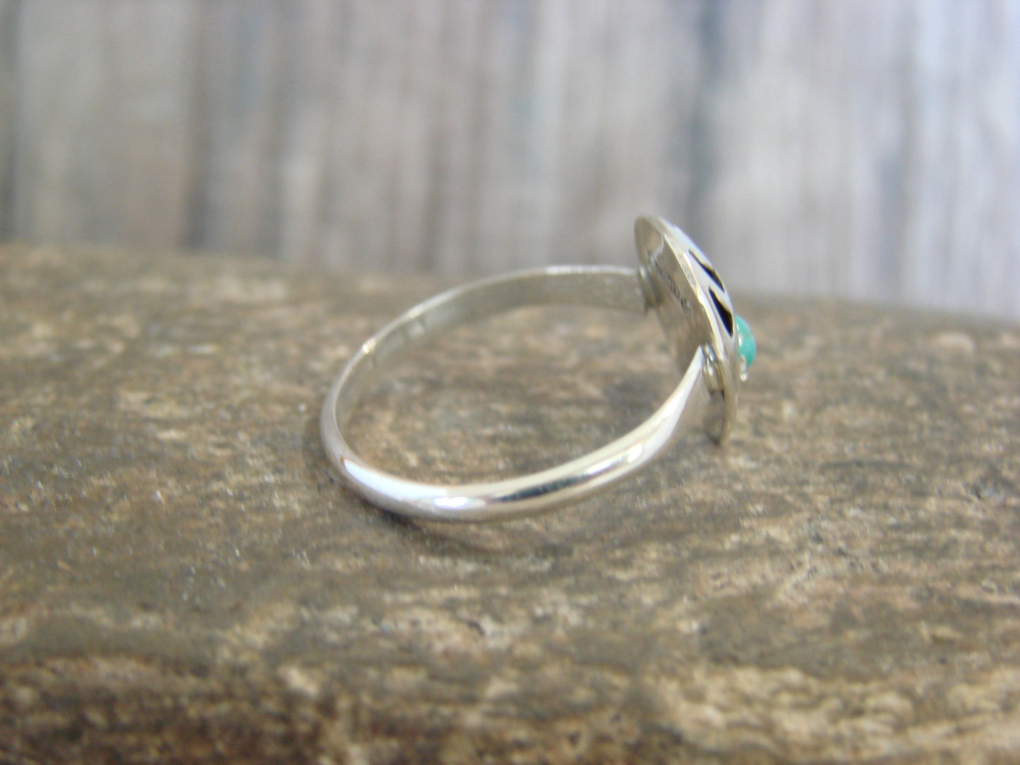 Native American Sterling Silver Turquoise Bear Paw Ring by Parker - Size 5