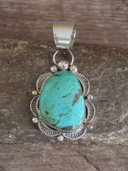 Native American Sterling Silver & Turquoise Pendant - Cleveland