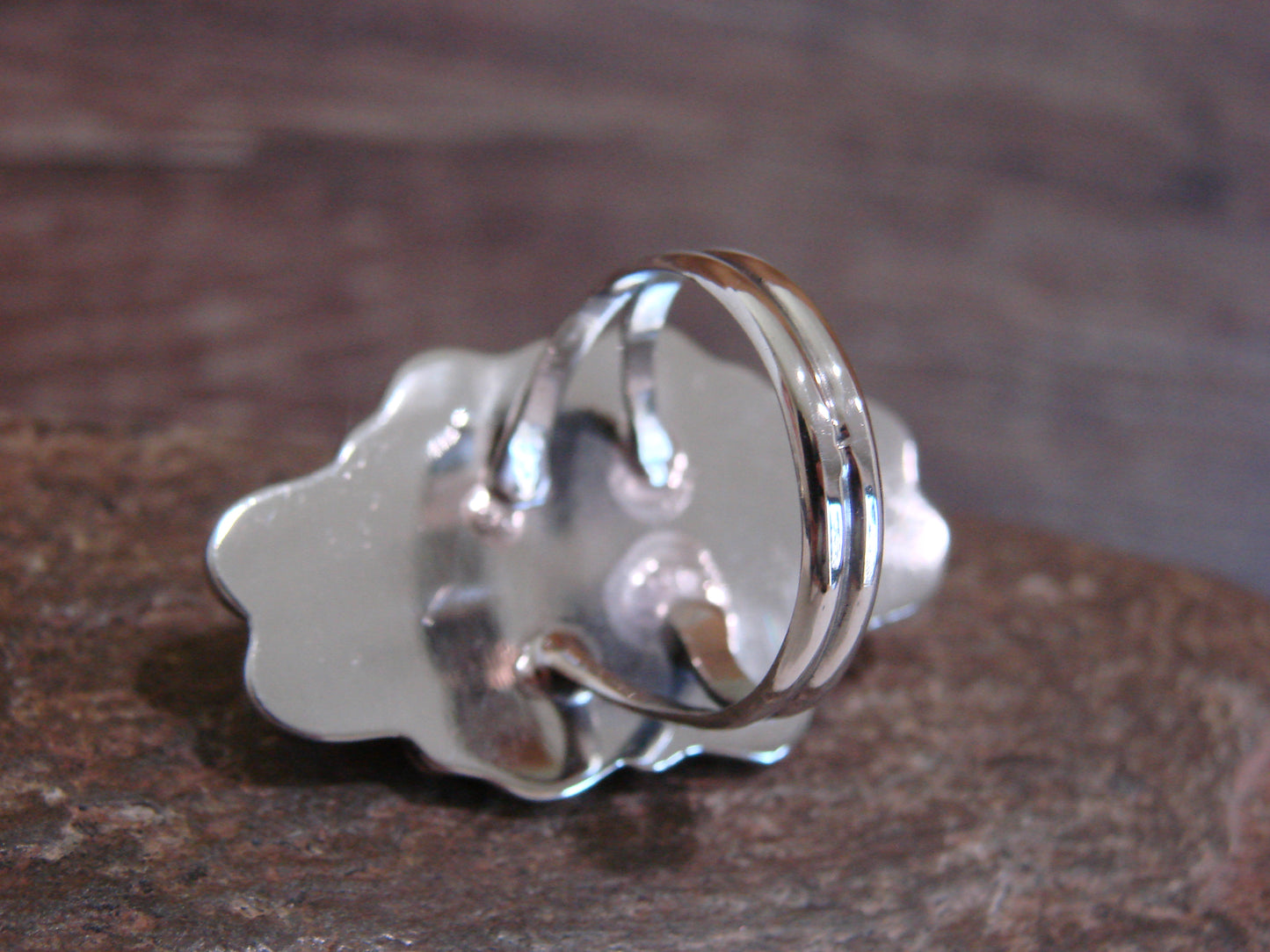 Native American Nickel Silver & Turquoise Ring by Cleveland - Size 11