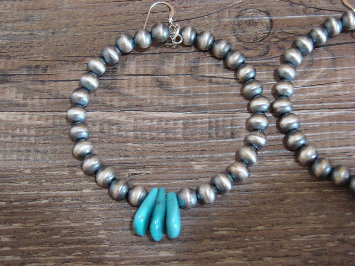 Native American Navajo Pearl & Turquoise Dangle Earrings by Jake