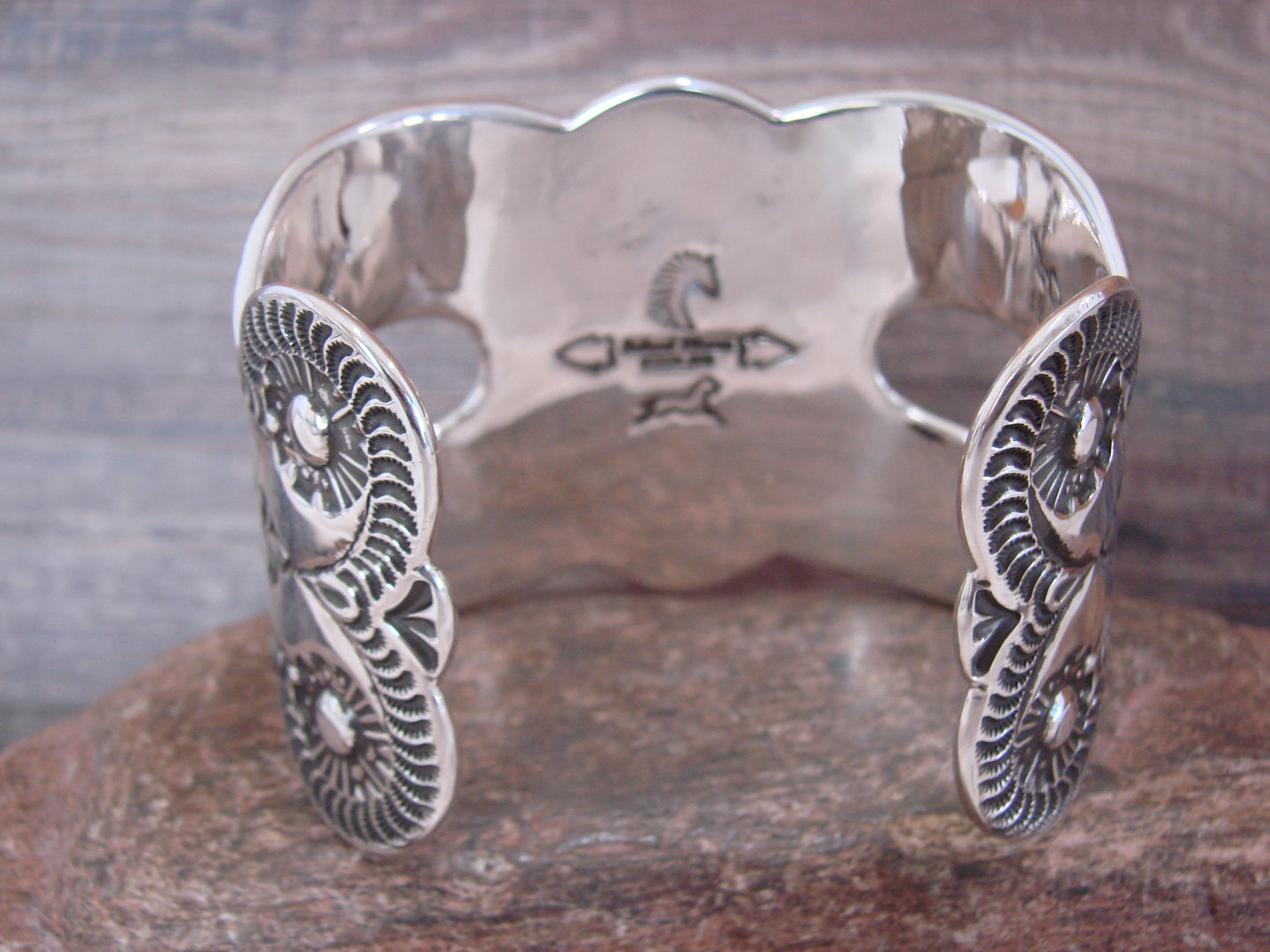Native American Sterling Silver & Turquoise Bracelet Cuff by Roland Dixon
