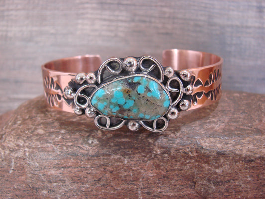 Native American Copper & Turquoise Bracelet by Cleveland
