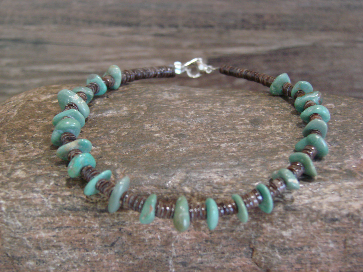 Native American Sterling Silver Turquoise Nugget Stone Bracelet by Coriz