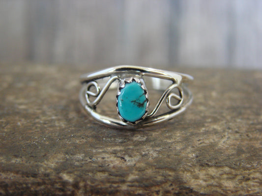 Native American Sterling Silver & Turquoise Ring by Lincoln - Size 6.5