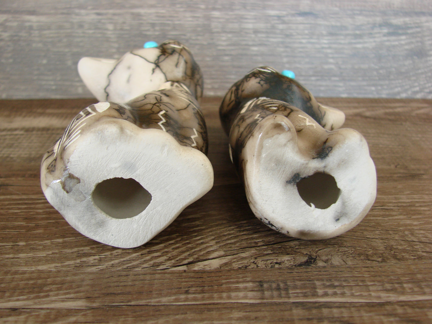 Native American Horse Hair Cat Pottery Set by Vail