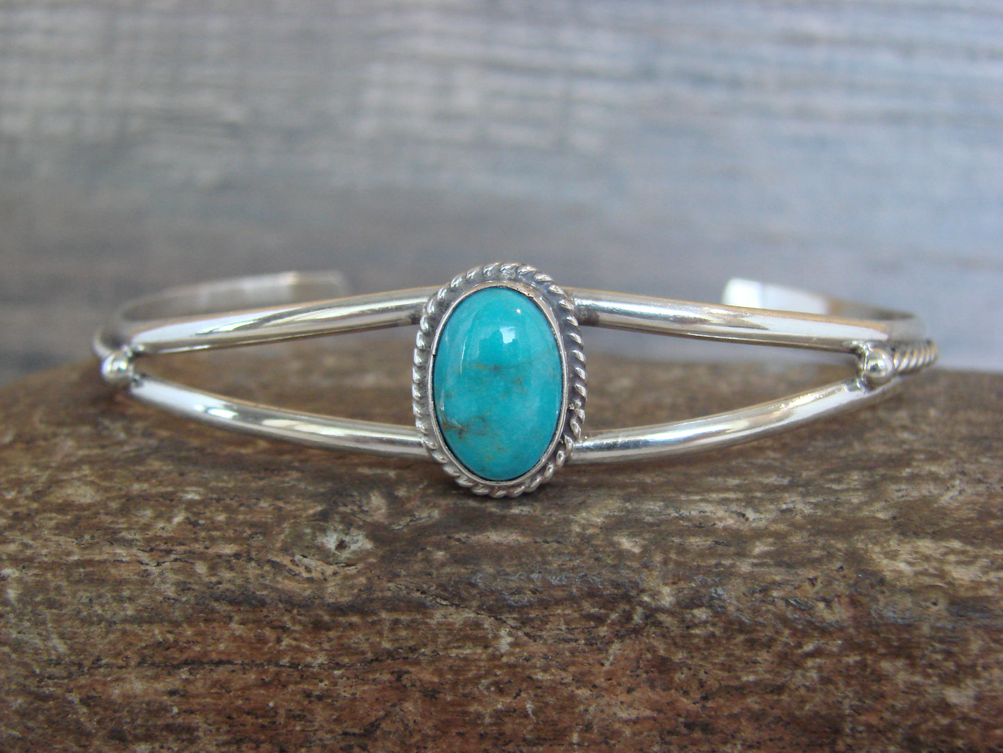 Native American Sterling Silver & Turquoise Bracelet by Henio