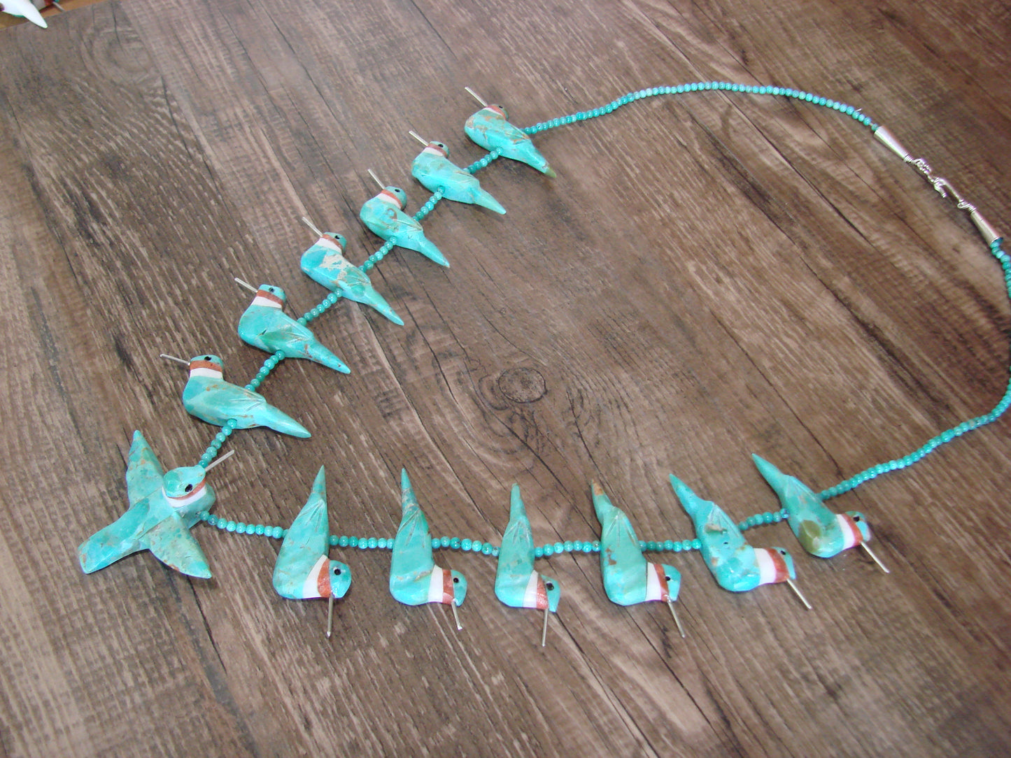 Hand Carved Turquoise Hummingbird Fetish Necklace Matt Mitchell