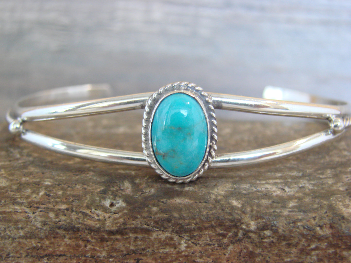 Native American Sterling Silver & Turquoise Bracelet by Henio
