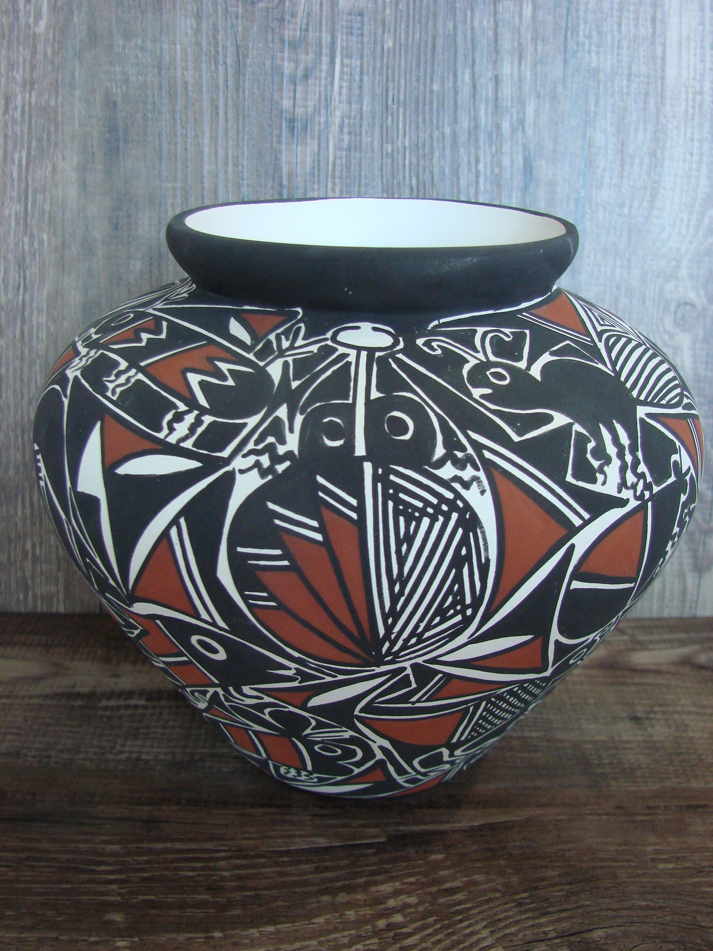Native American Hand Painted Insect Acoma Pottery by Estevan