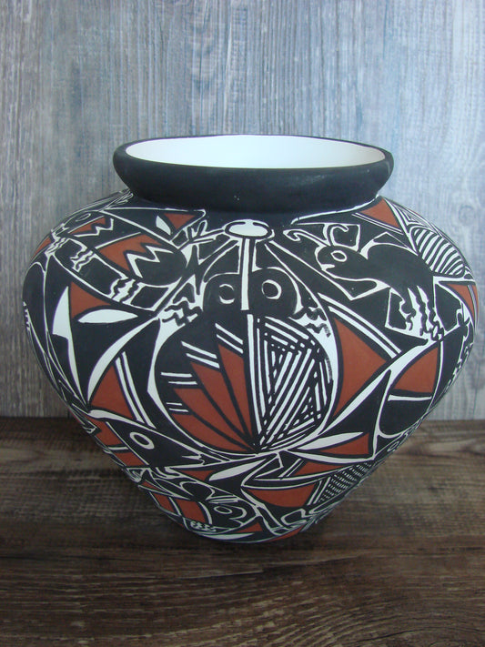 Native American Hand Painted Insect Acoma Pottery by Estevan