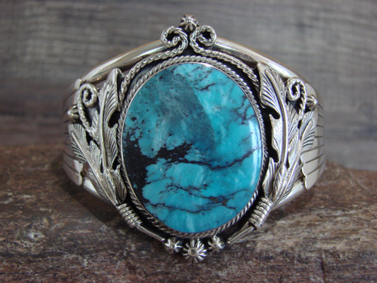Native American Sterling Silver & Turquoise Bracelet by Delgarito