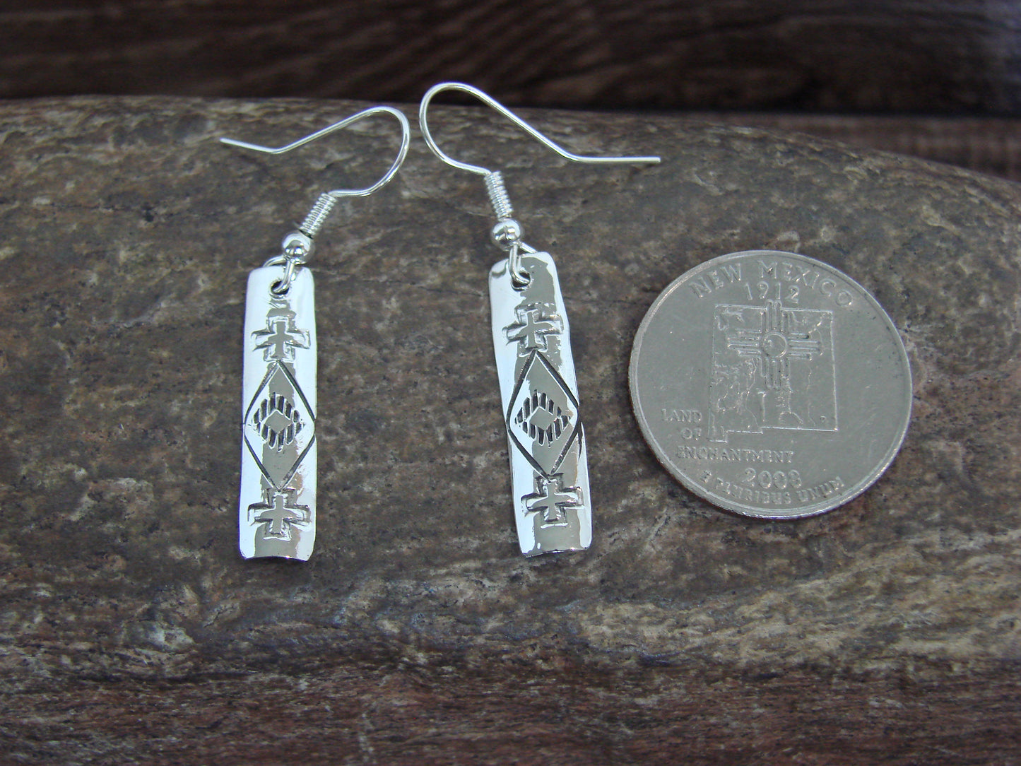 Native American Sterling Silver Dangle Earrings by Tahe