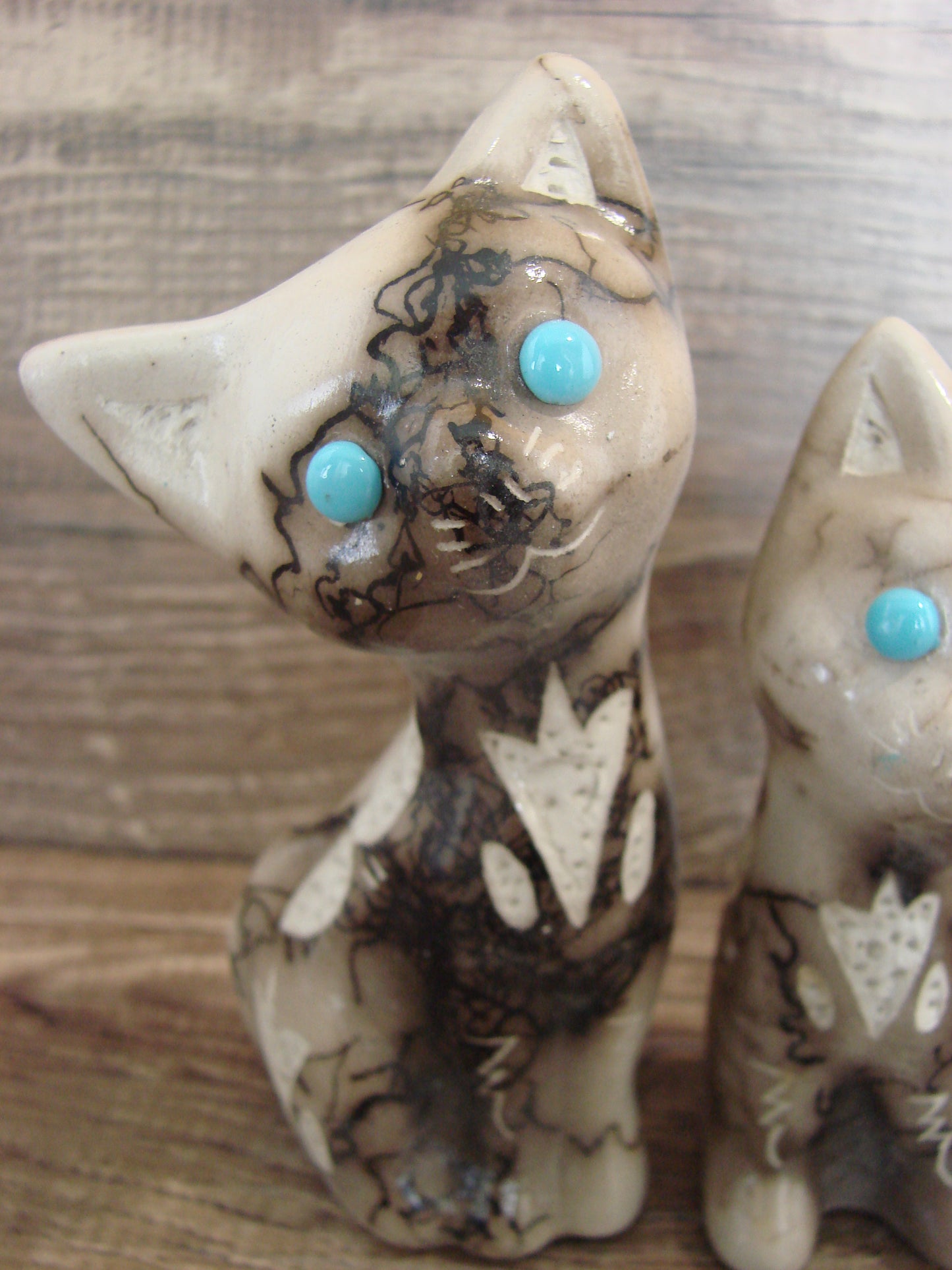 Native American Horse Hair Cat Pottery Set by Vail