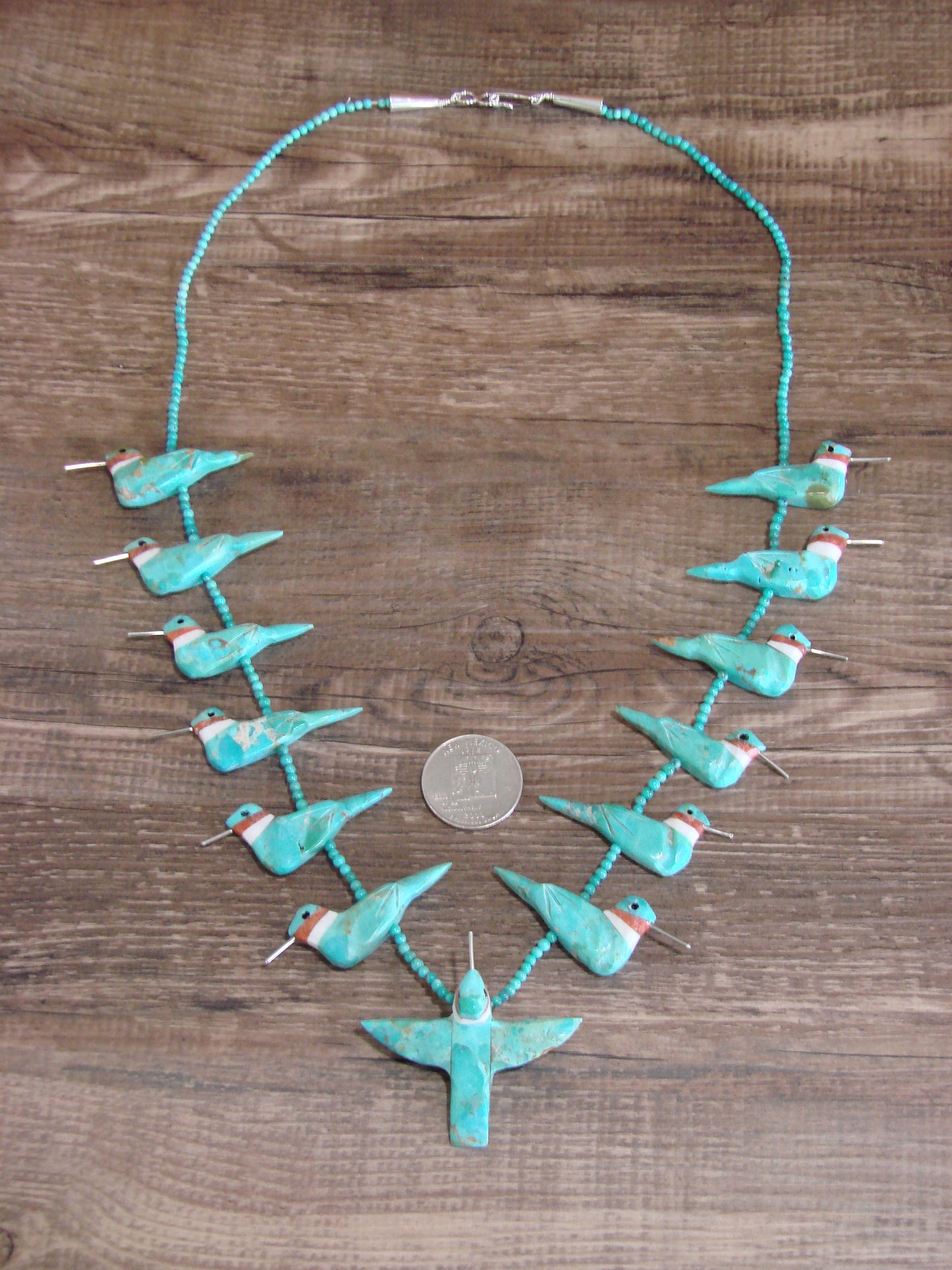 Hand Carved Turquoise Hummingbird Fetish Necklace Matt Mitchell