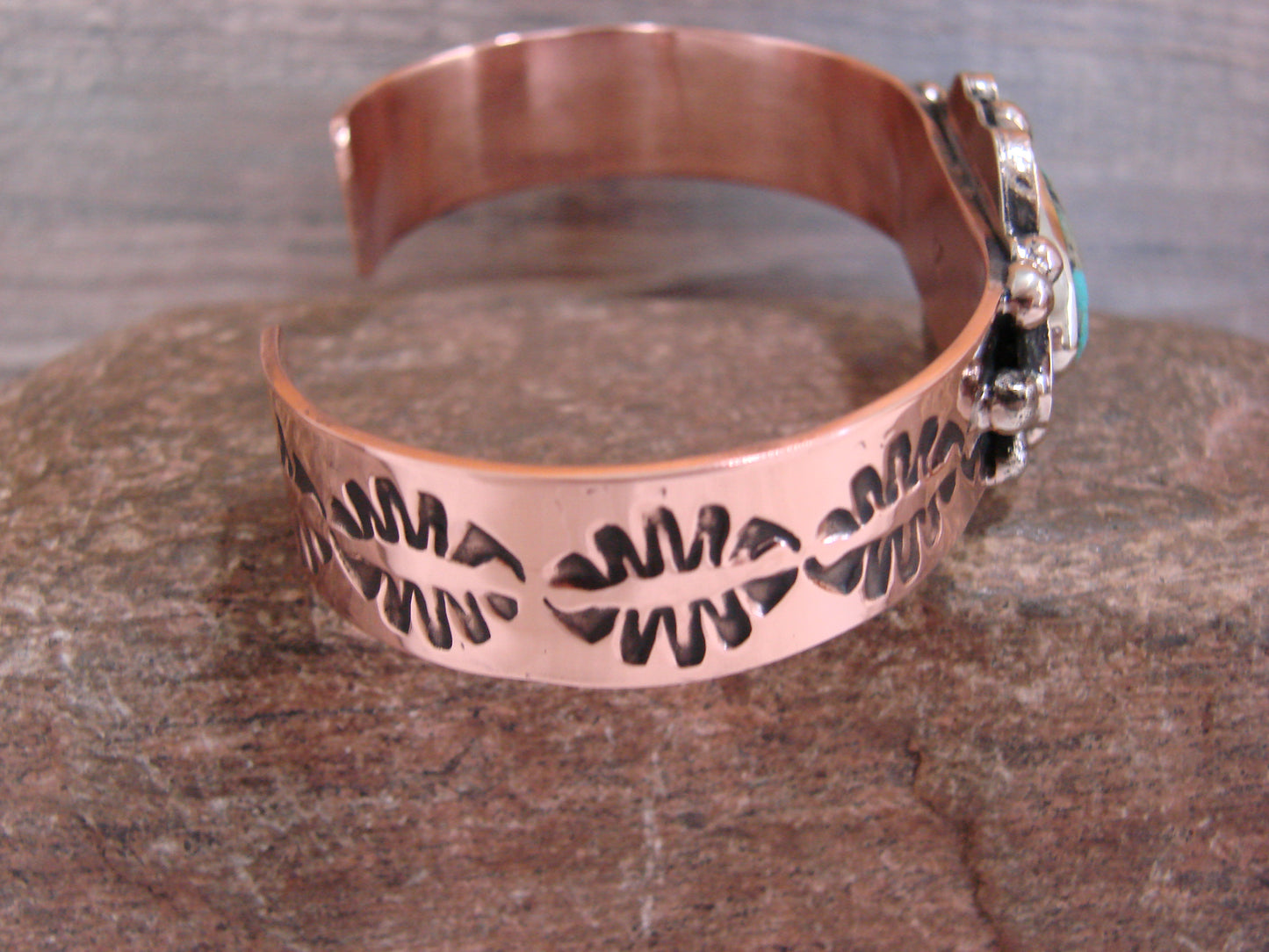 Native American Copper & Turquoise Bracelet by Cleveland