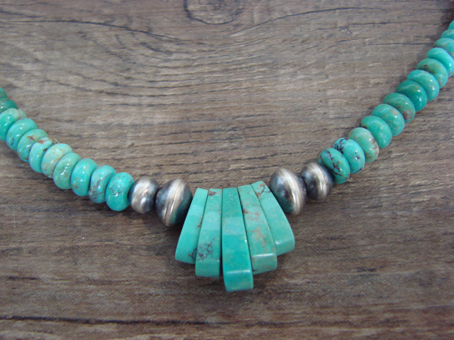 Native American Sterling Silver Turquoise & Navajo Pearl Link Necklace - John