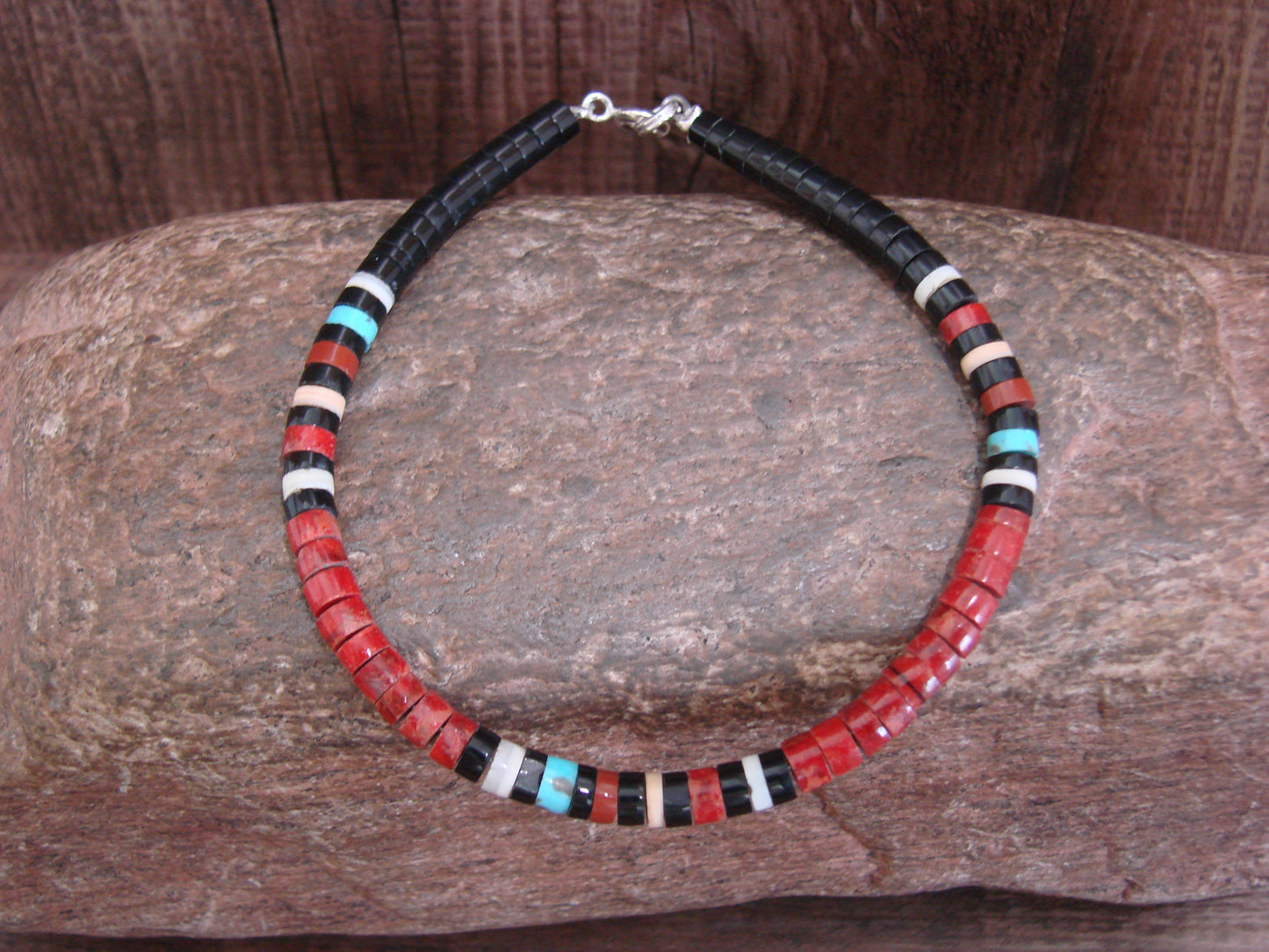 Native American Coral Heishi Bracelet by Calabaza