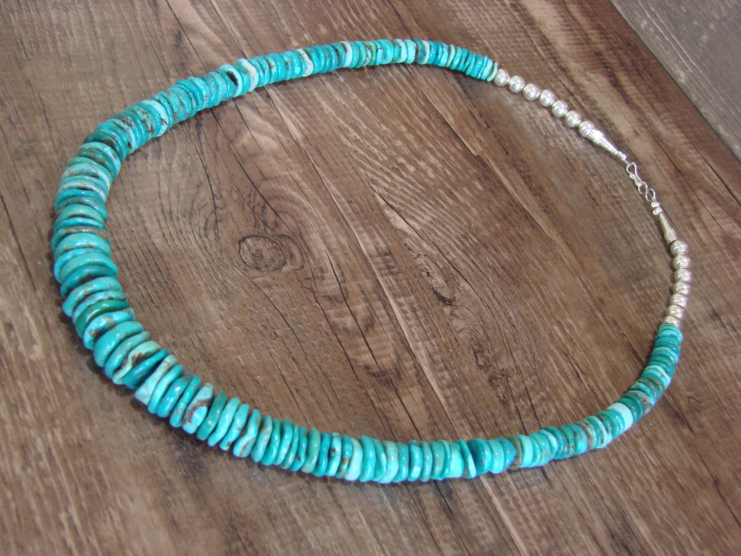 Native American 21" Sterling Silver & Royal Blue Turquoise Necklace by John