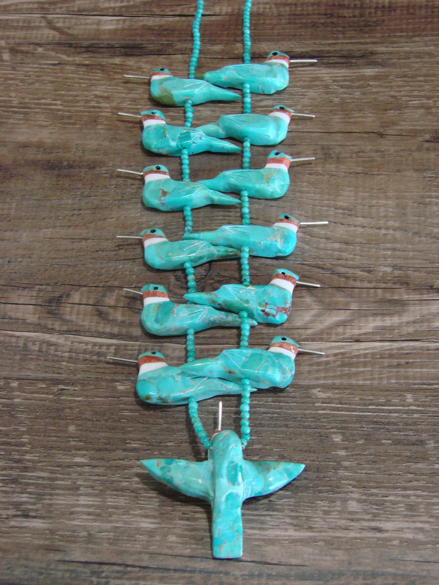 Hand Carved Turquoise Hummingbird Fetish Necklace Matt Mitchell