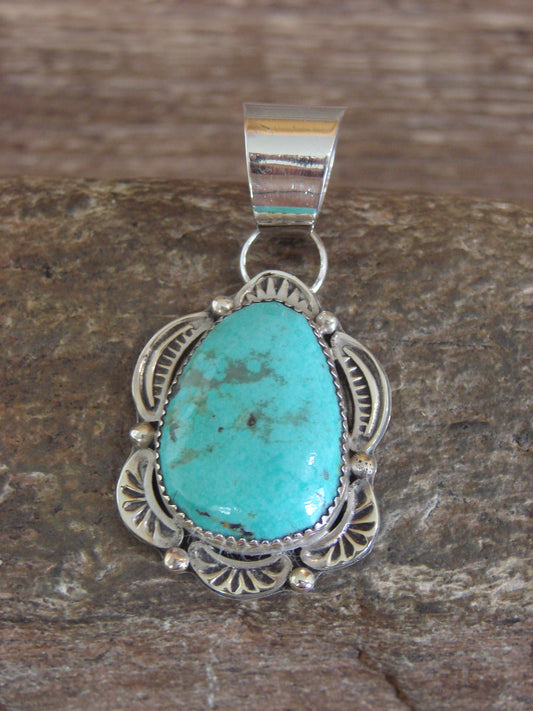 Native American Sterling Silver & Turquoise Pendant - Cleveland