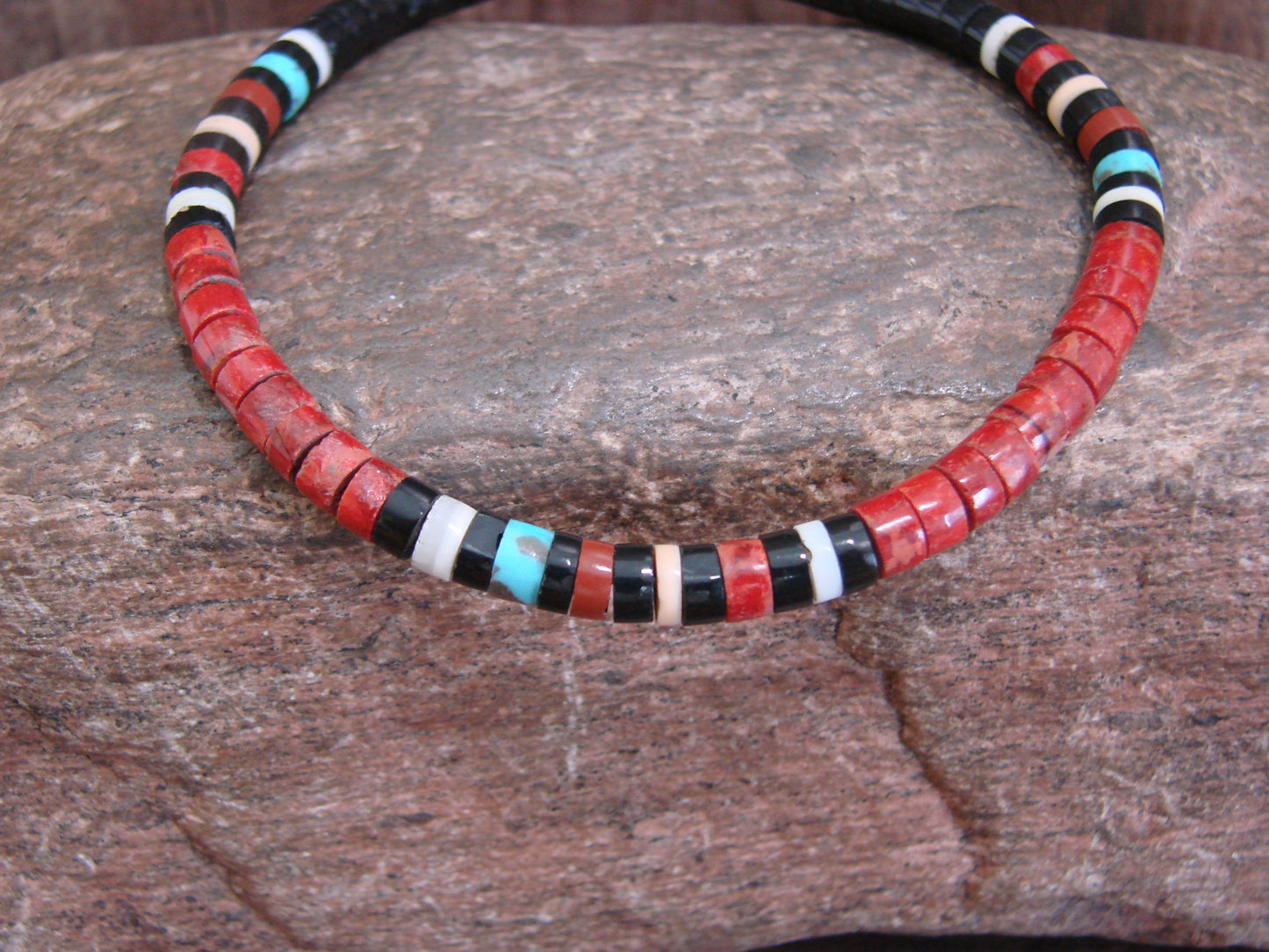 Native American Coral Heishi Bracelet by Calabaza