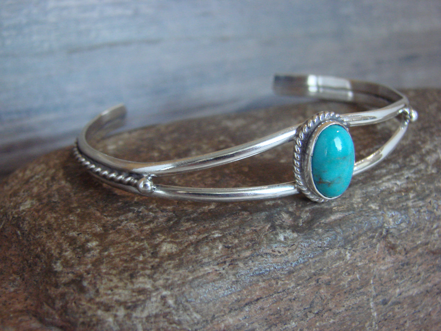 Native American Sterling Silver & Turquoise Bracelet by Henio