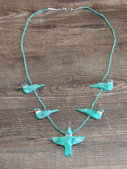 Hand Carved Turquoise Hummingbird Fetish Necklace Matt Mitchell
