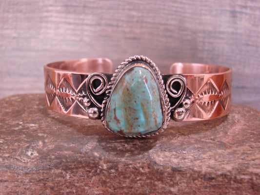 Native American Copper & Turquoise Bracelet by Cleveland