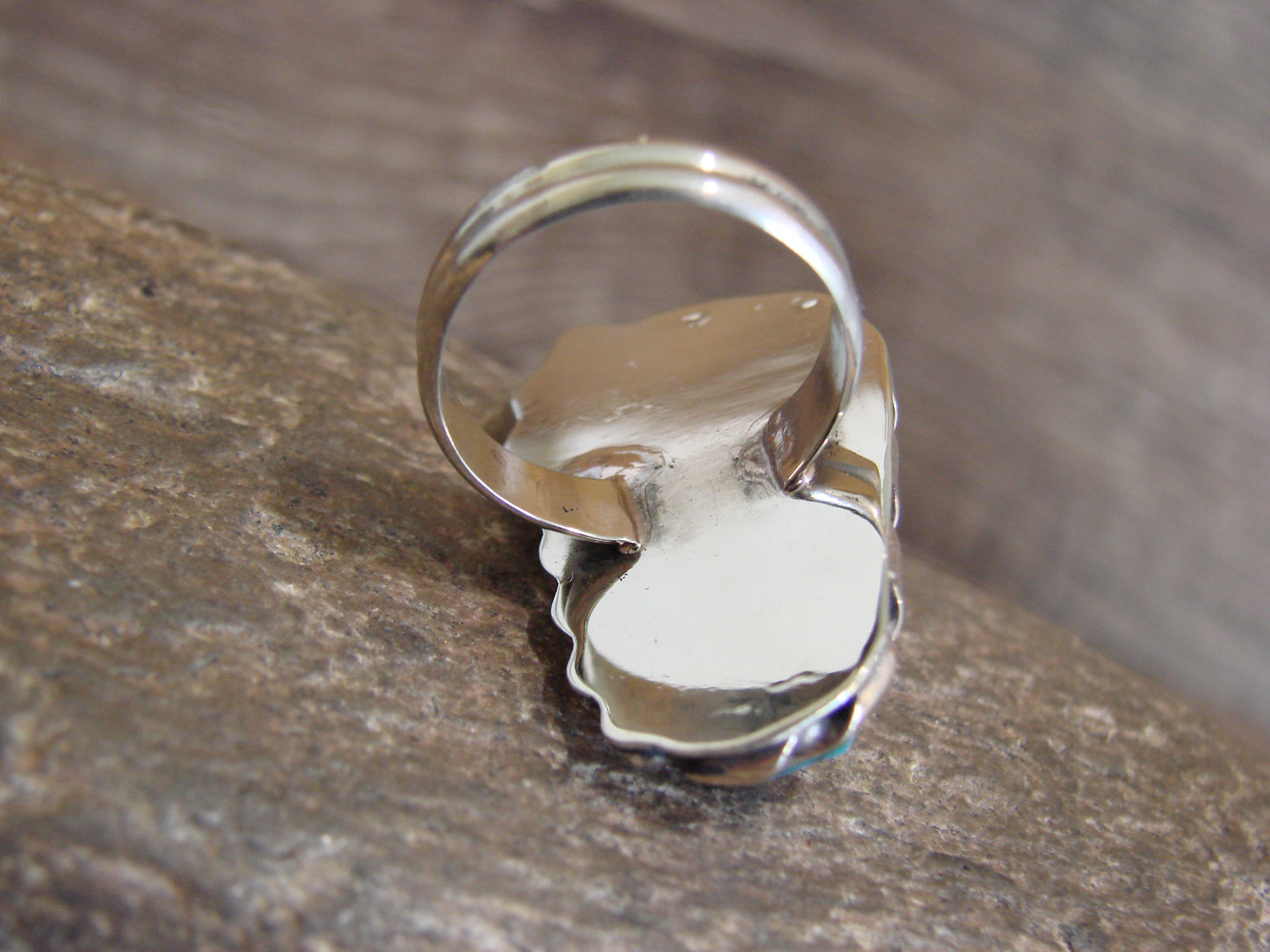 Native American Nickel Silver & Turquoise Ring Size 7.5 - Cleveland