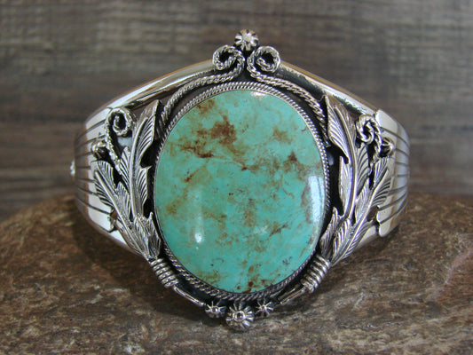 Native American Sterling Silver & Turquoise Bracelet by Delgarito