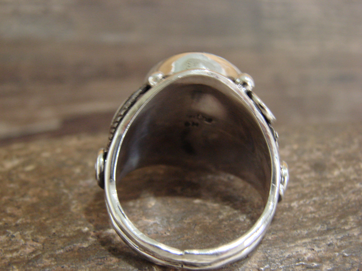 Native American Sterling Silver & White Buffalo Turquoise Ring - Morgan - Size 13