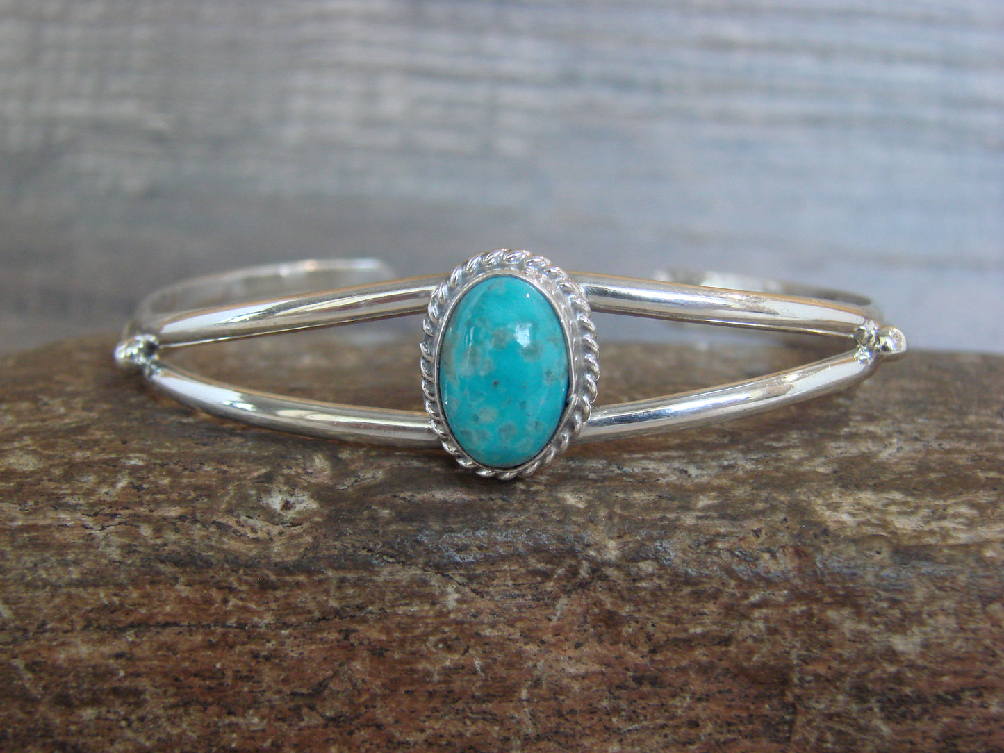 Native American Sterling Silver & Turquoise Bracelet by Henio