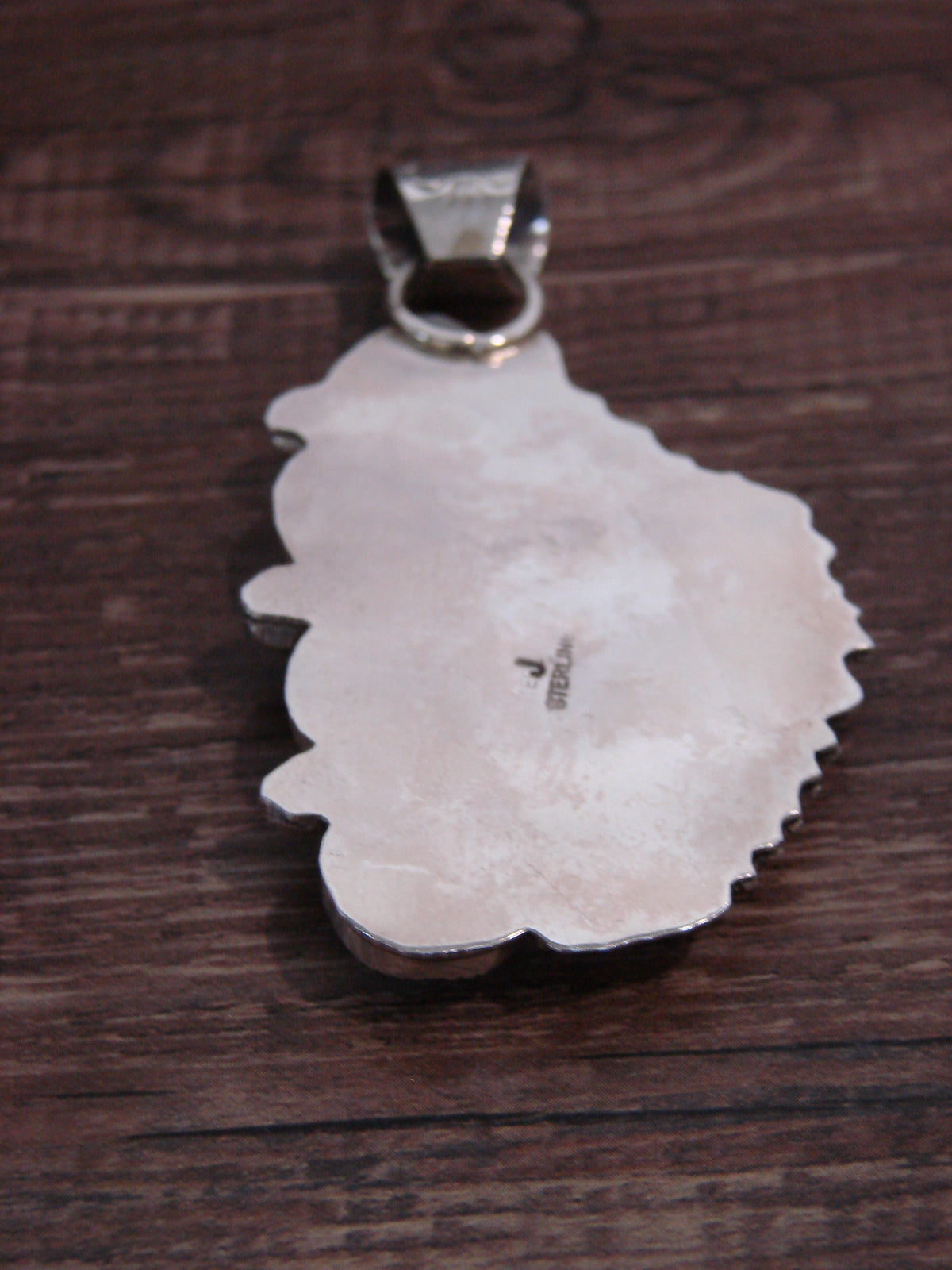 Native American Sterling Silver Turquoise & Coral Floral Pendant - Saunders