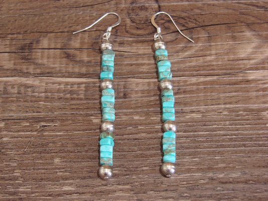 Native American Turquoise Stone & Navajo Pearl Dangle Earrings - Jake