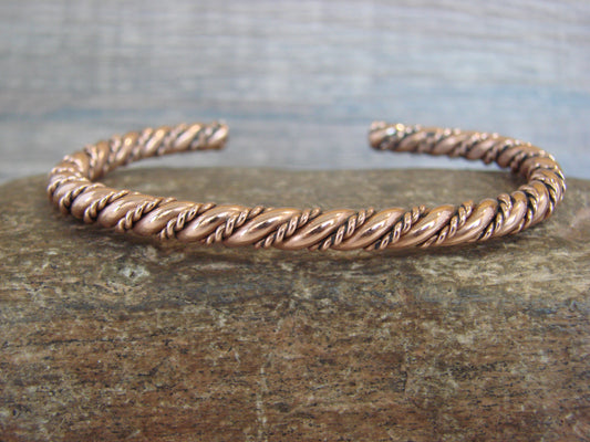 Native American Navajo Twisted Copper Bracelet by Tahe