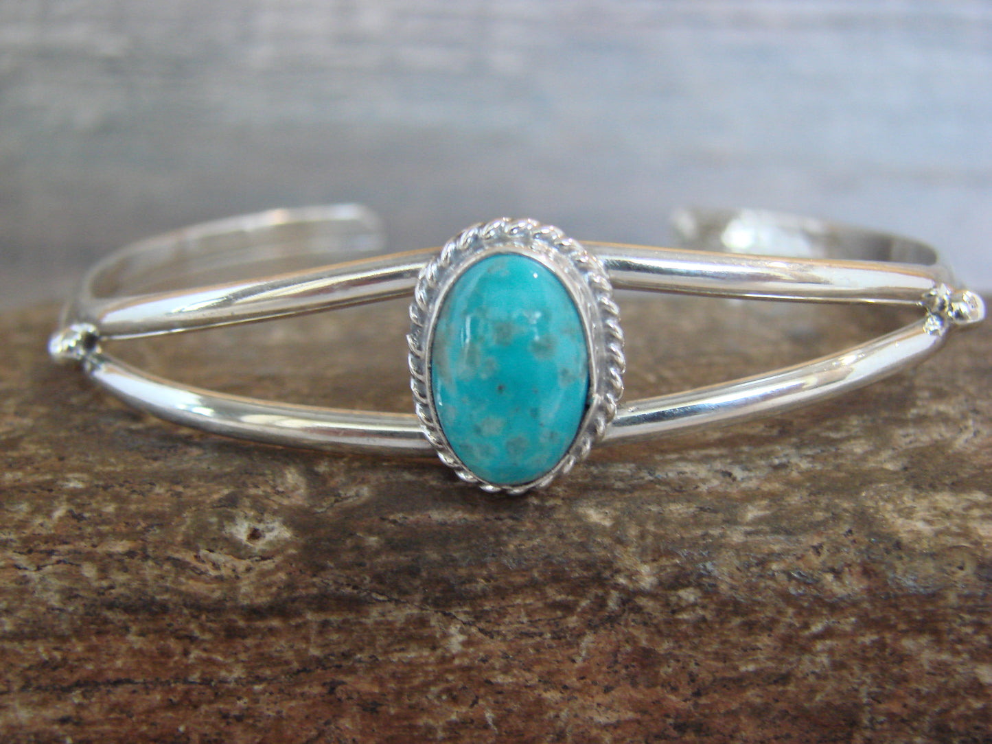 Native American Sterling Silver & Turquoise Bracelet by Henio
