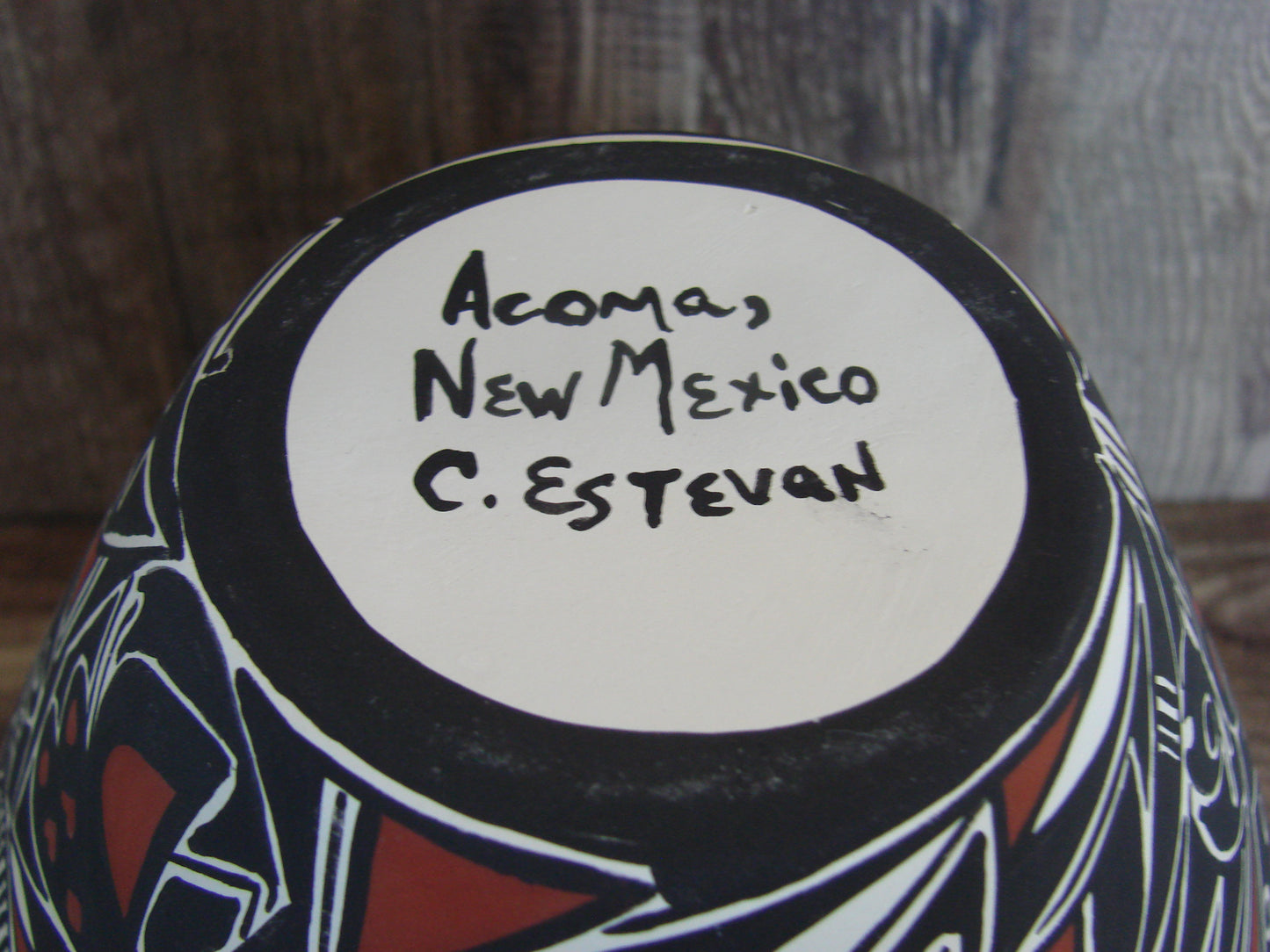 Native American Hand Painted Insect Acoma Pottery by Estevan
