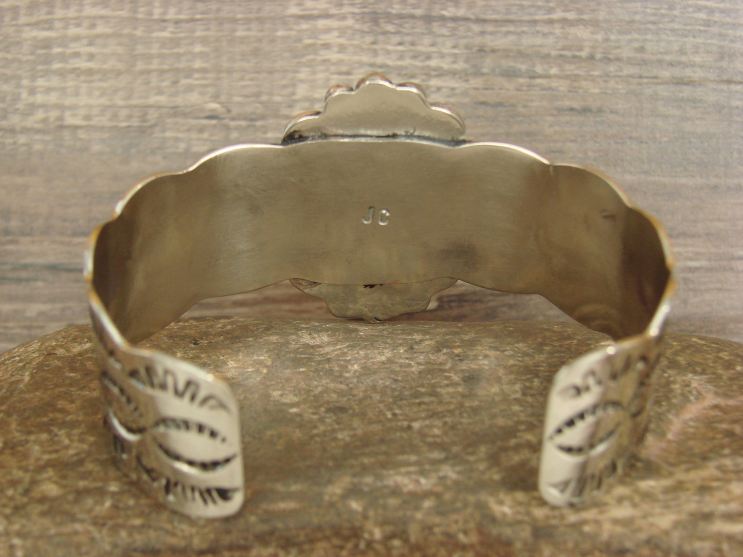 Native American Nickel Silver & Turquoise Bracelet by Cleveland
