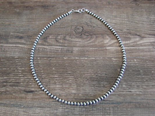Native American Sterling Silver 4mm Navajo Pearl 16" Necklace Mariano